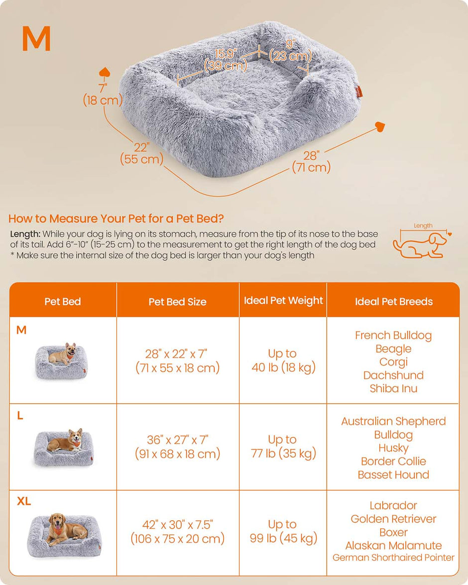 Dog Bed – Soft Padding – Grey Ombré – Removable and Machine Washable Cover, Non-Slip