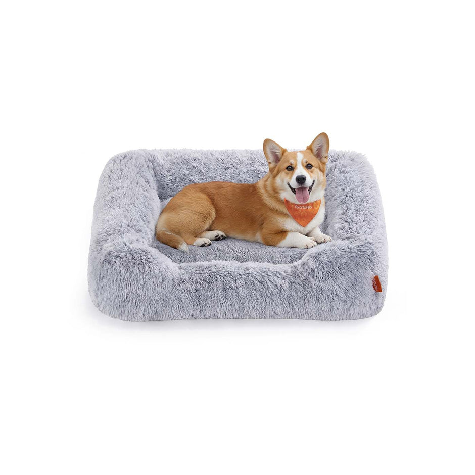 Dog Bed – Fabric – Grey Ombré – Soft Padding with Raised Edges and Removable Cover