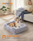 Dog Bed – Fabric – Grey Ombré – Soft Padding with Raised Edges and Removable Cover