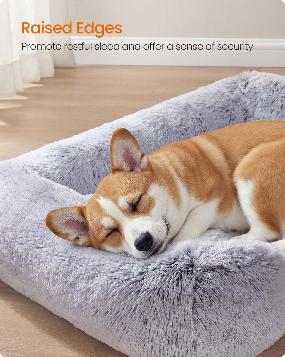Dog Bed – Fabric – Grey Ombré – Soft Padding with Raised Edges and Removable Cover