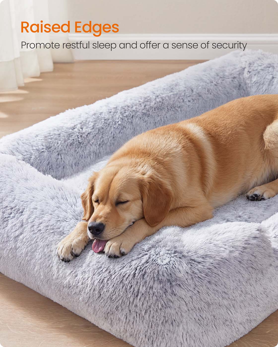 Dog Sofa Bed – Soft Padding – Grey Ombré – Removable and Machine Washable Cover