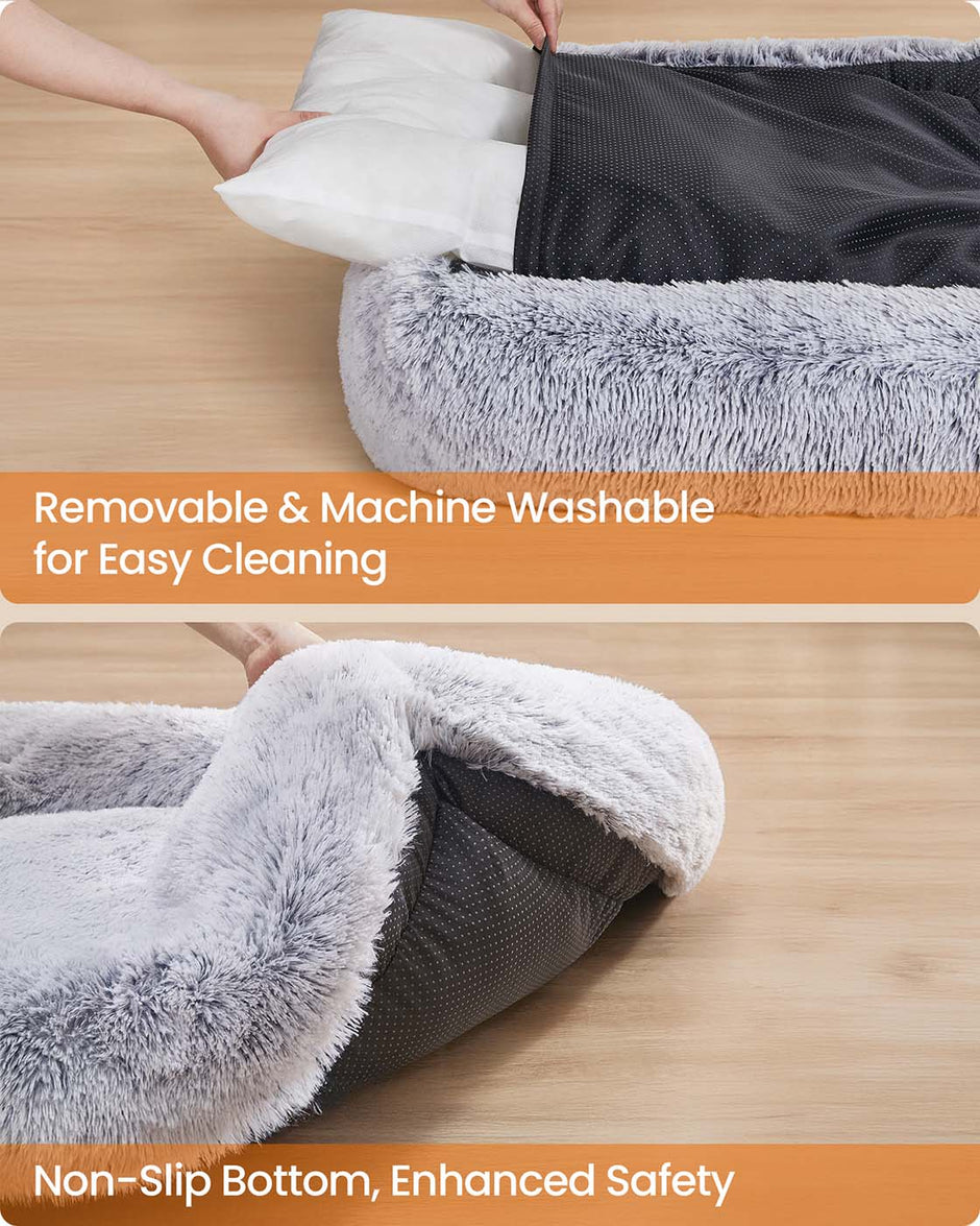 Dog Sofa Bed – Soft Padding – Grey Ombré – Removable and Machine Washable Cover