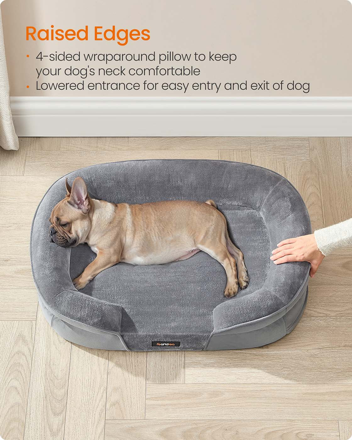 Orthopaedic Dog Sofa – Egg Crate Foam – Light Grey – Waterproof and Machine Washable