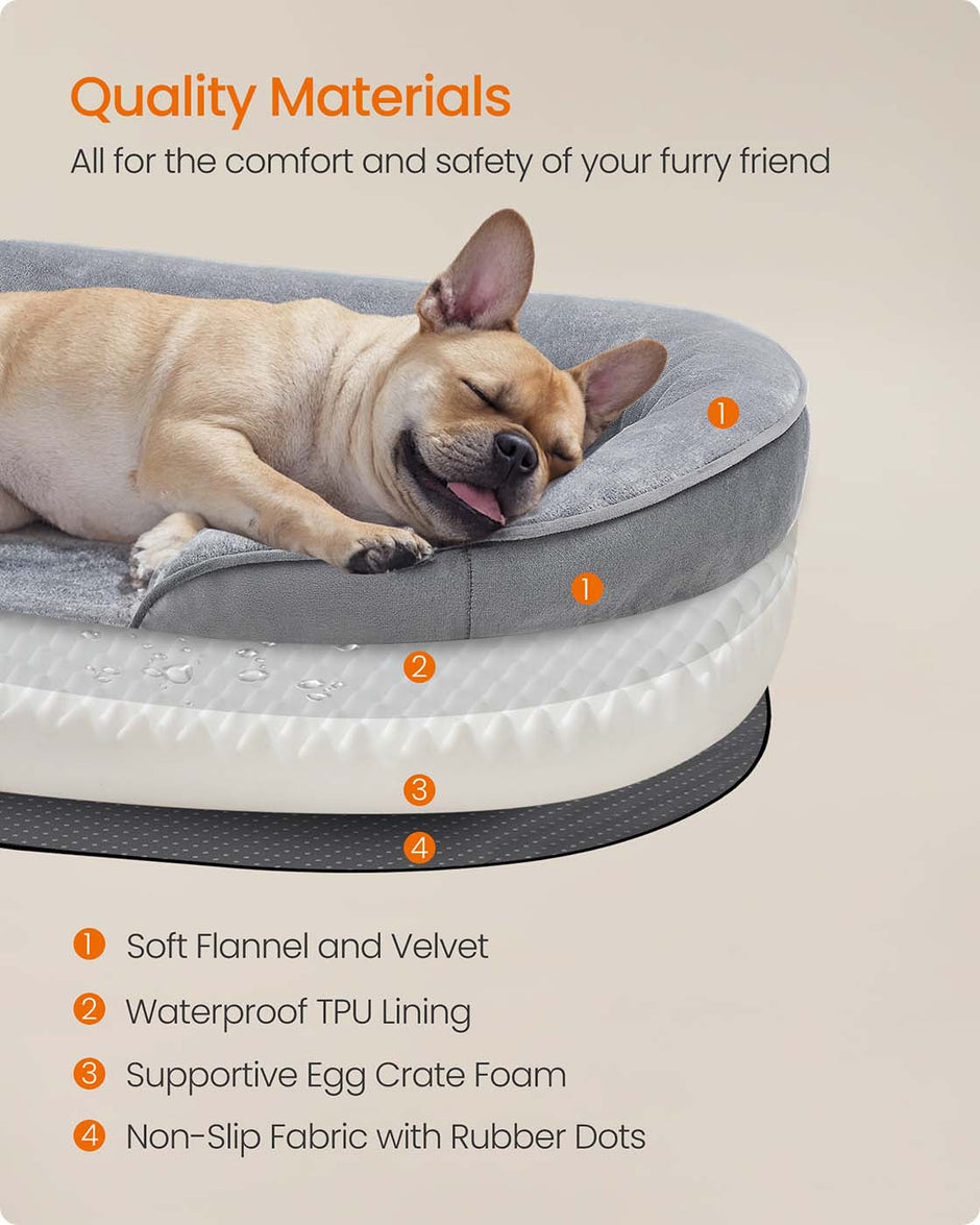 Orthopaedic Dog Sofa – Egg Crate Foam – Light Grey – Waterproof and Machine Washable