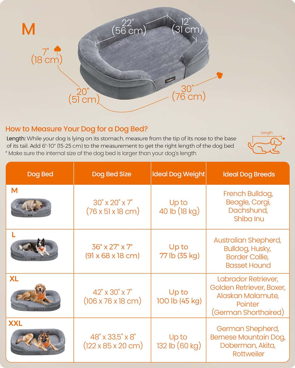Orthopaedic Dog Sofa – Egg Crate Foam – Light Grey – Waterproof and Machine Washable