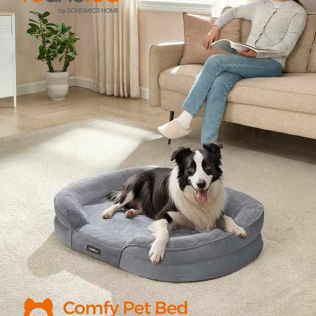 Orthopaedic Dog Sofa – Egg Crate Foam – Light Grey – Removable Cover and Non-Slip Design