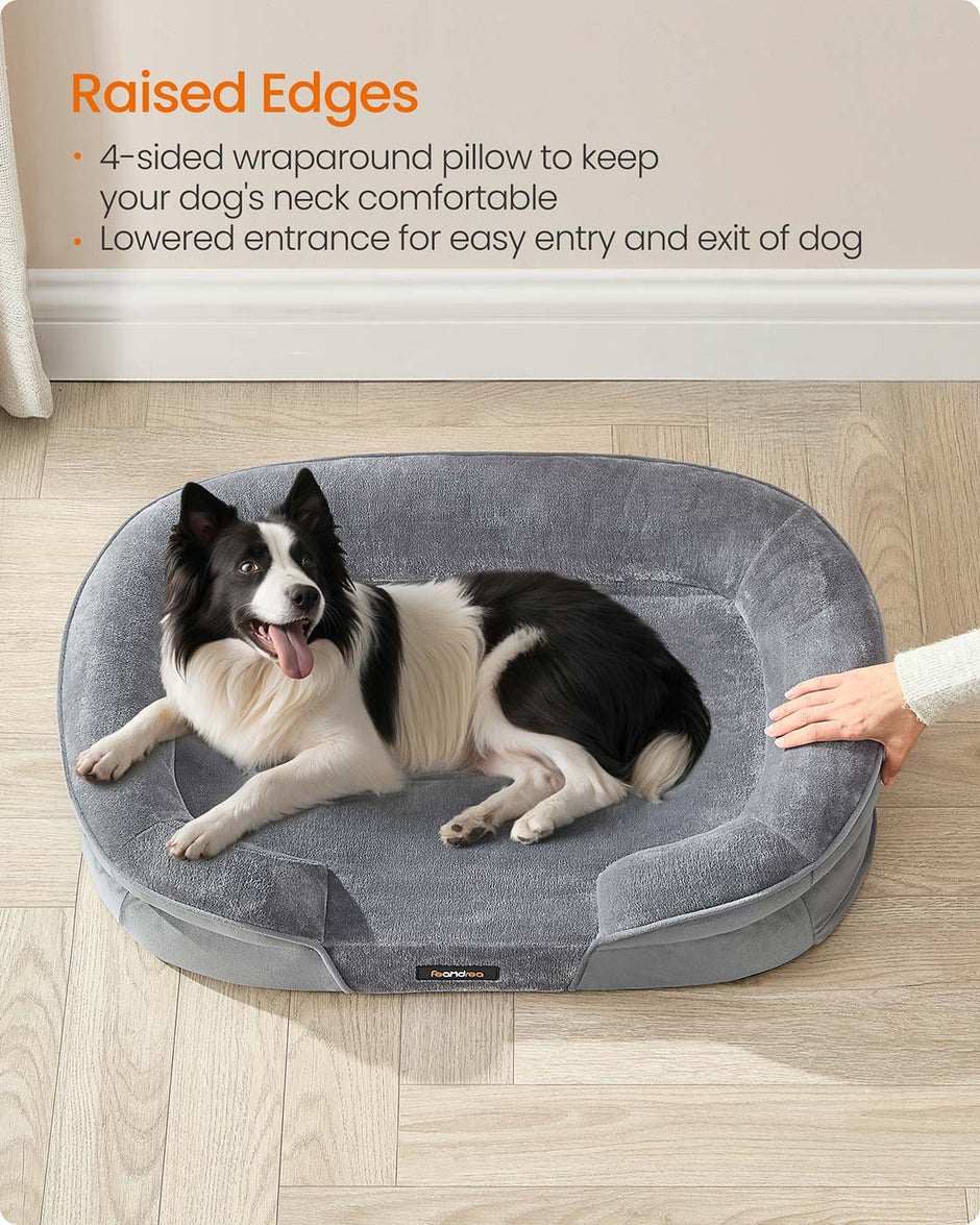 Orthopaedic Dog Sofa – Egg Crate Foam – Light Grey – Removable Cover and Non-Slip Design