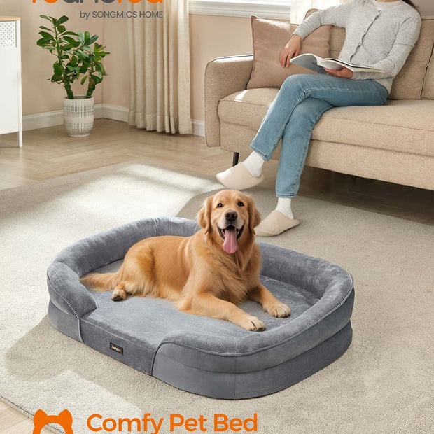 Orthopaedic Dog Sofa – Egg Crate Foam – Light Grey – Waterproof, Removable Cover, Non-Slip