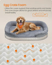 Orthopaedic Dog Sofa – Egg Crate Foam – Light Grey – Waterproof, Removable Cover, Non-Slip
