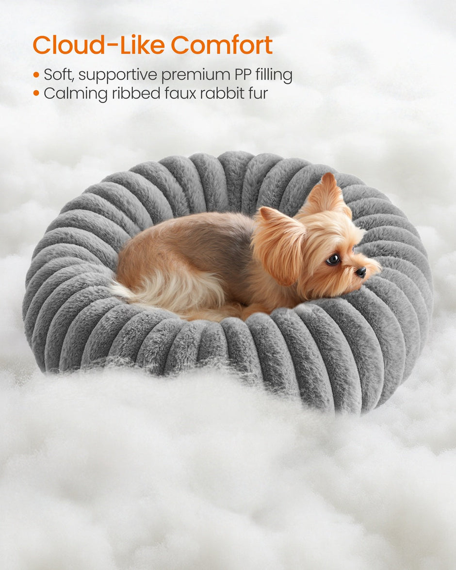 Small Dog & Cat Bed – Soft Padding – Dove Grey – Washable and Non-Slip