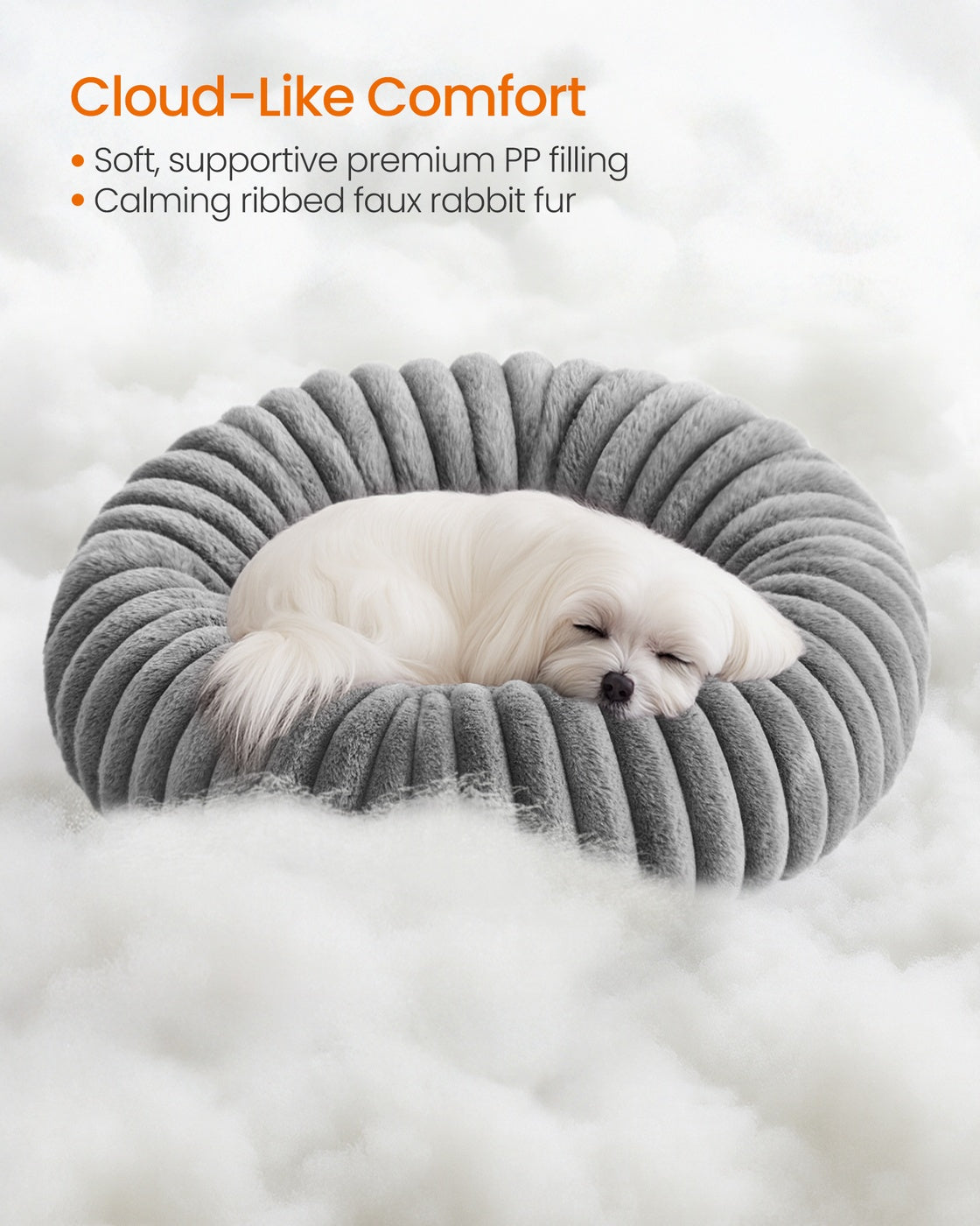 Medium Dog and Cat Bed – Soft Padding – Dove Grey – Washable and Non-Slip