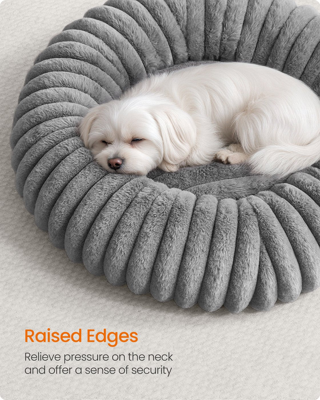 Medium Dog and Cat Bed – Soft Padding – Dove Grey – Washable and Non-Slip