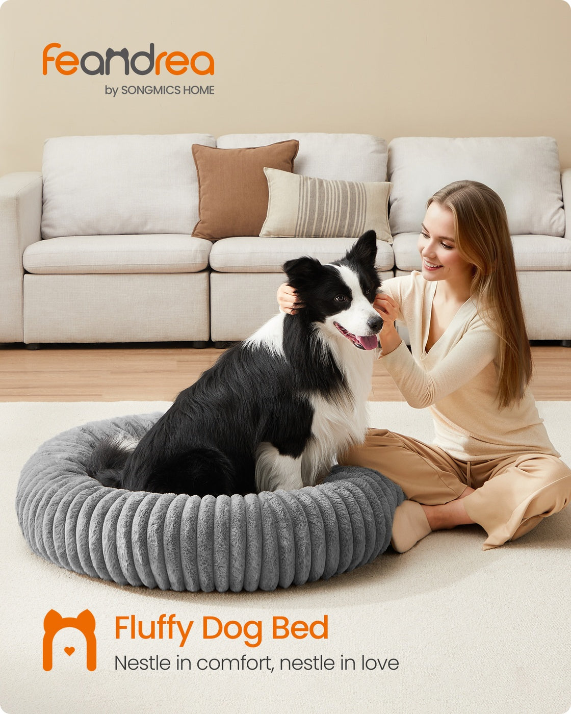 Extra Large Dog Bed – Soft Padding – Dove Grey – Washable and Non-Slip