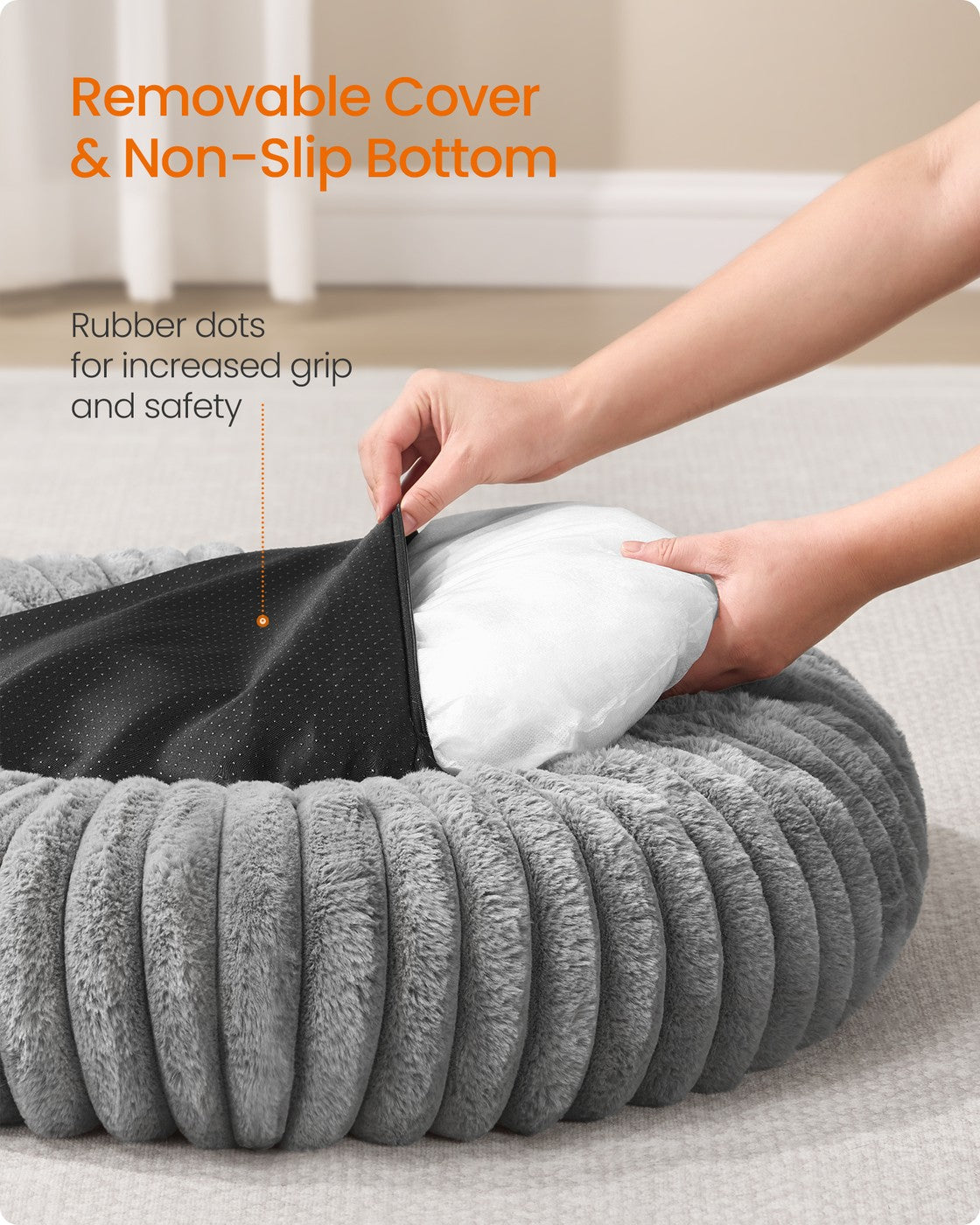 Extra Large Dog Bed – Soft Padding – Dove Grey – Washable and Non-Slip