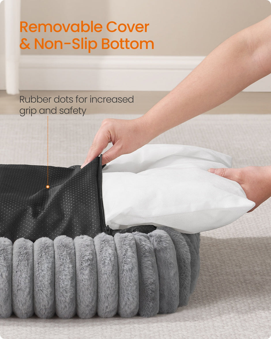 Medium Dog Sofa Bed – Fabric – Dove Grey – Soft Padding, Washable, 71 x 55 x 18 cm