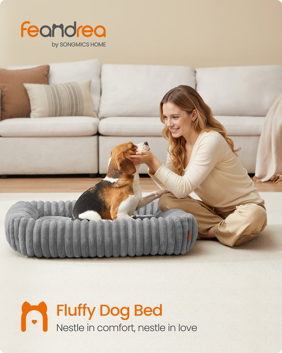 Large Dog Sofa Bed – Soft Padding – Dove Grey – Washable 91 x 68 x 18 cm