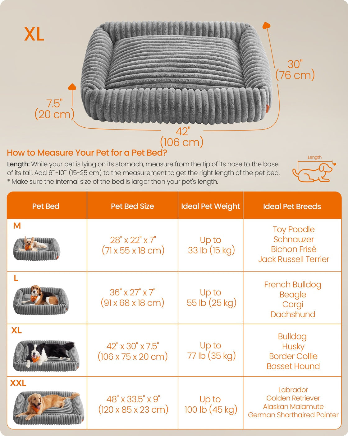 Large Dog Sofa Bed – Soft Padding – Dove Grey – Washable