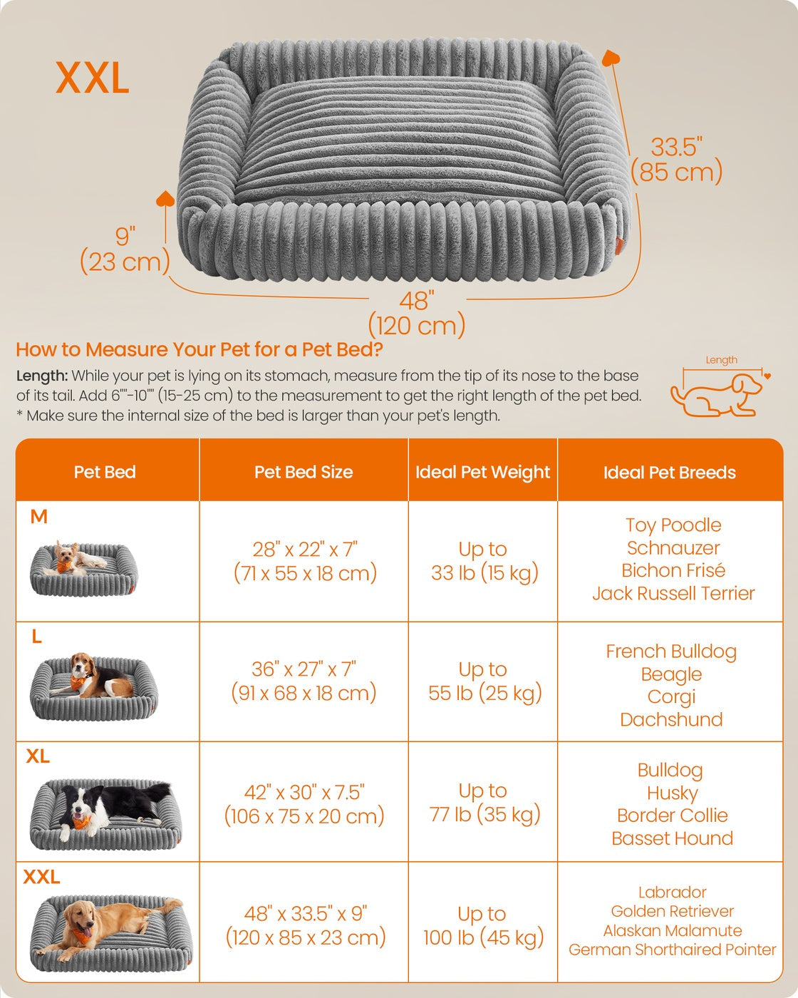 Extra Large Dog Sofa Bed – Soft Padding – Dove Grey – Washable