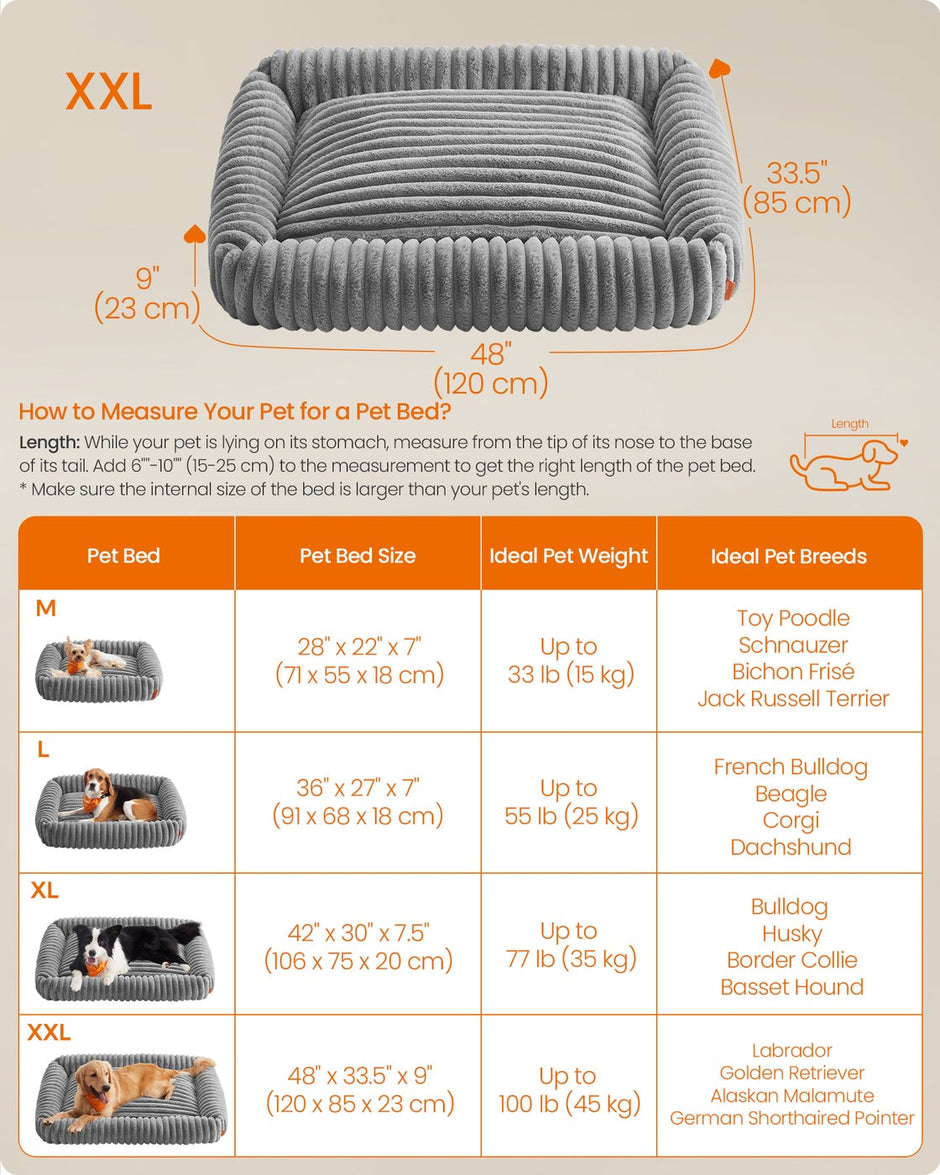 Extra Large Dog Sofa Bed – Soft Padding – Dove Grey – Washable
