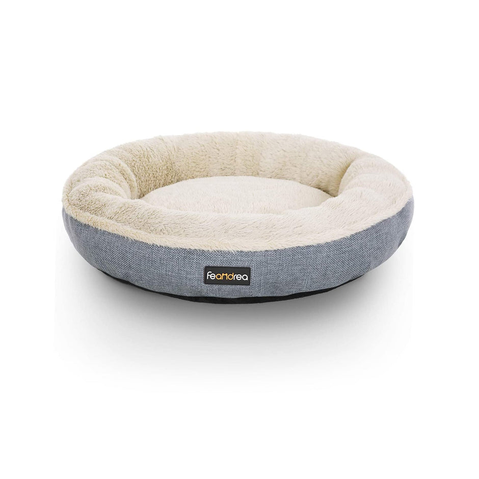 Donut Shape Dog Bed – Fabric – Dark Grey – 55 cm Diameter