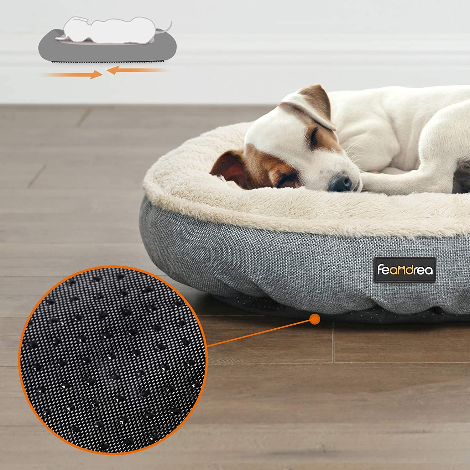 Donut Shape Dog Bed – Fabric – Dark Grey – 55 cm Diameter