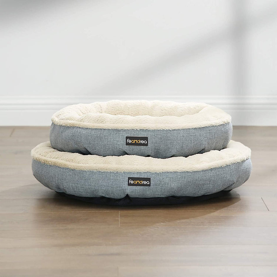 Donut Shape Dog Bed – Fabric – Dark Grey – 55 cm Diameter