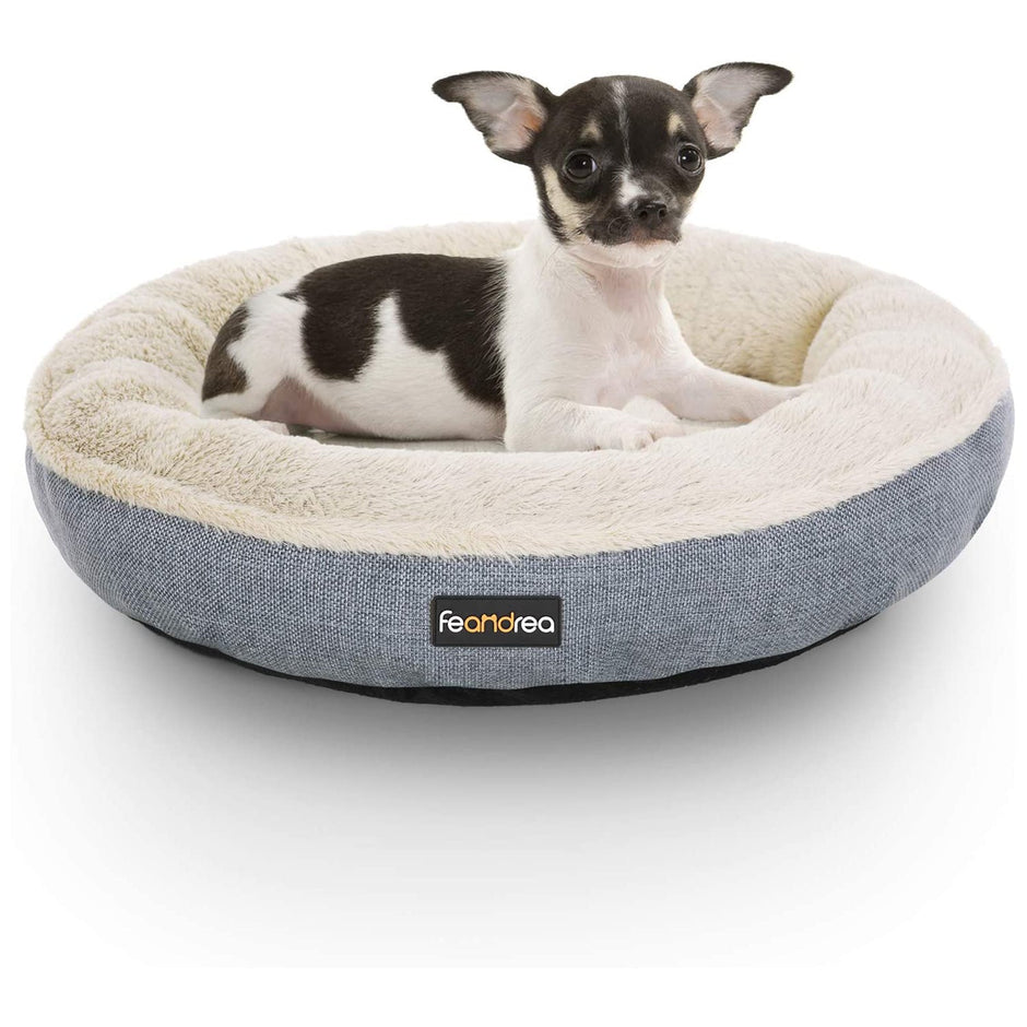 Donut Shape Dog Bed – Fabric – Dark Grey – 55 cm Diameter
