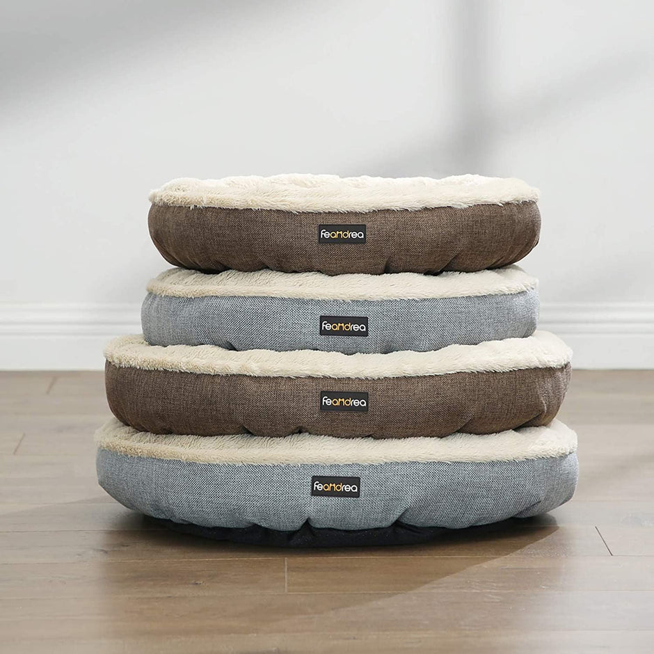 Donut Shape Dog Bed – Fabric – Dark Grey – 55 cm Diameter
