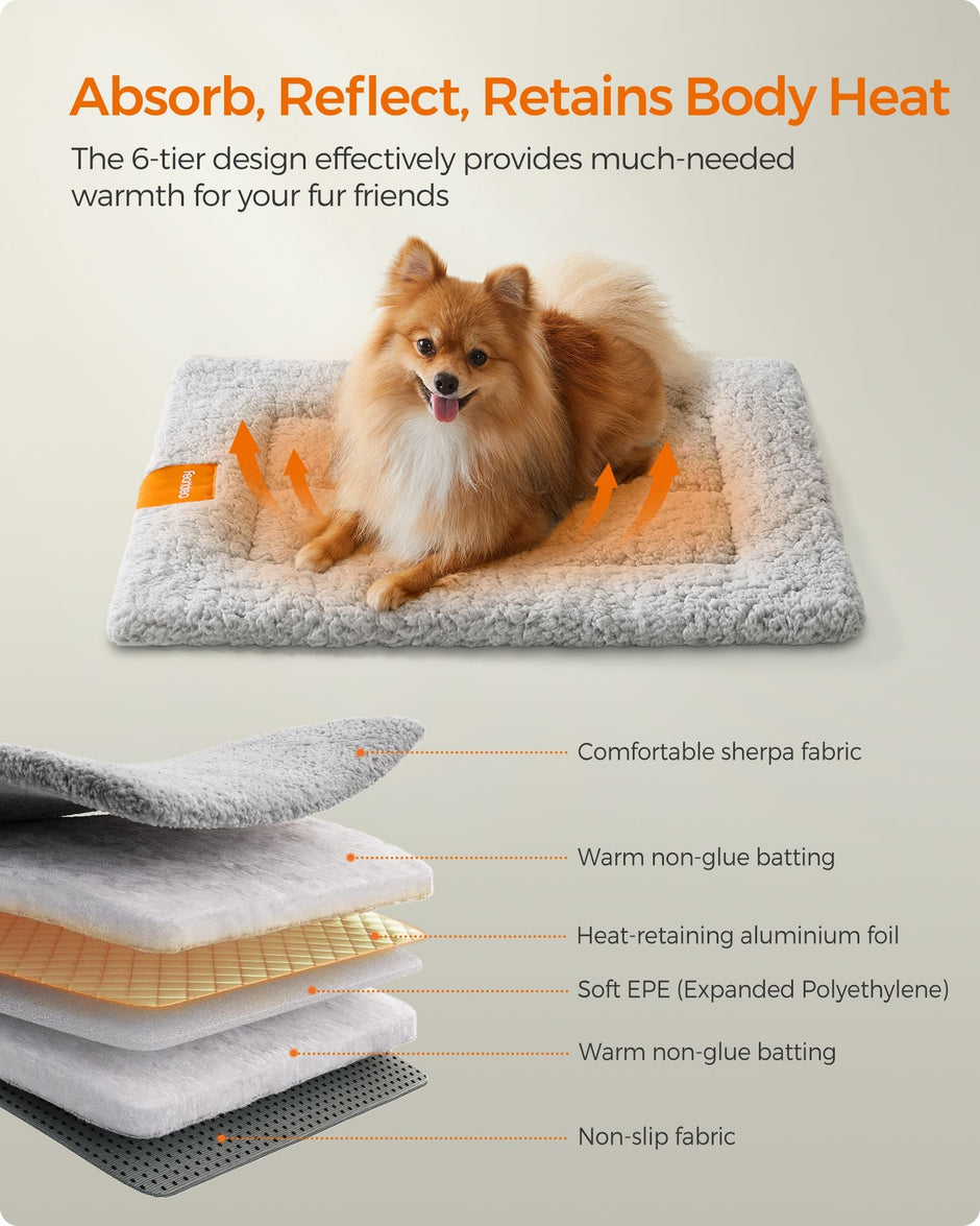 Dog Cat Bed – Polyester – Dove Grey – Machine Washable, Non-Slip, 60 x 45 cm