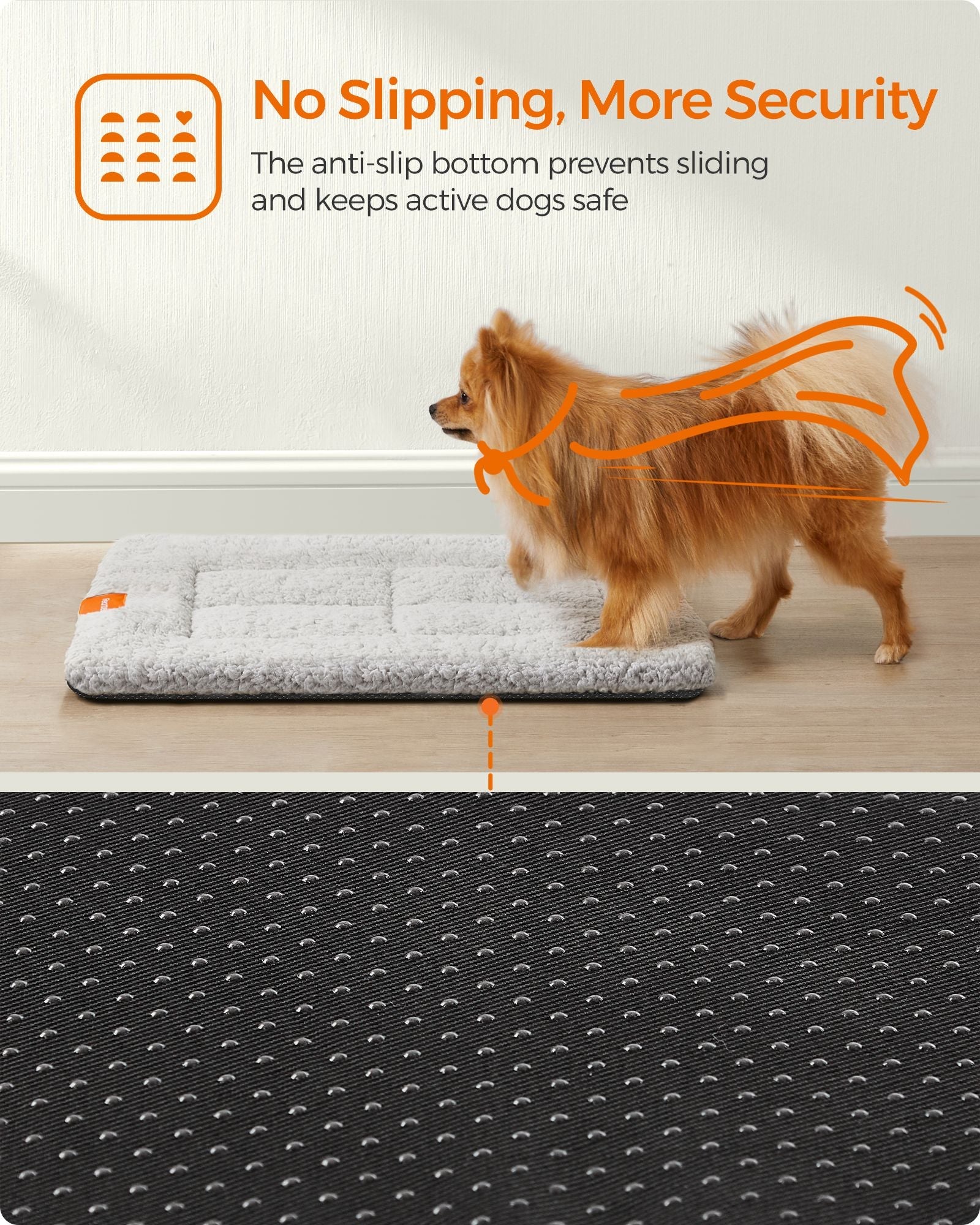 Dog Cat Bed – Polyester – Dove Grey – Machine Washable, Non-Slip, 60 x 45 cm