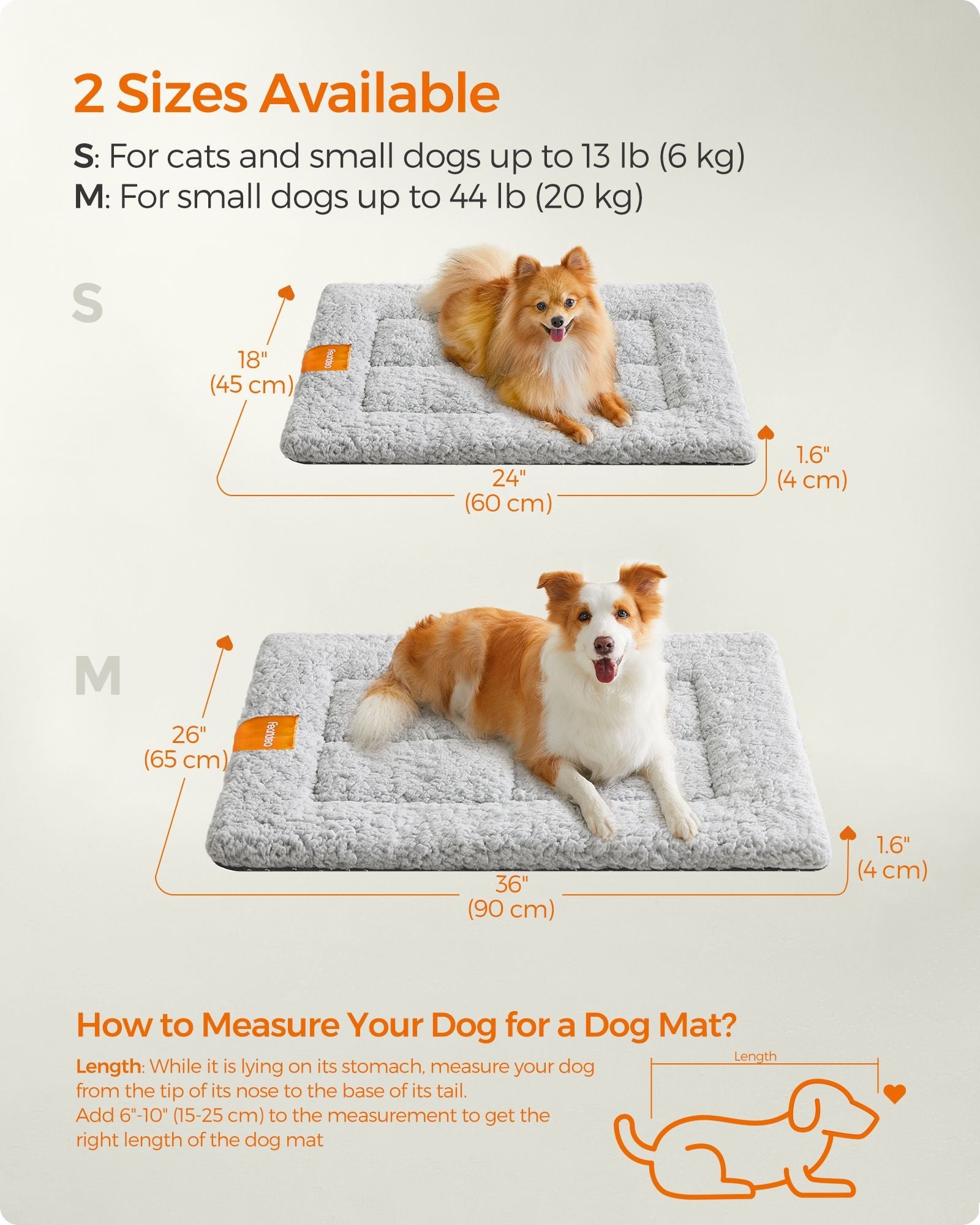 Dog and Cat Bed – PP – Dove Grey – Machine Washable, Non-Slip, 90 x 65 cm