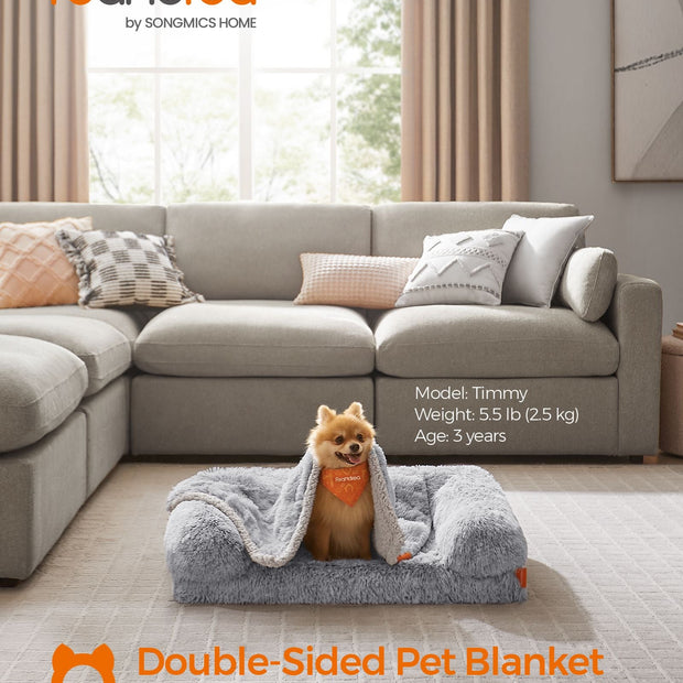 Waterproof Dog Blanket – Sherpa Fleece – Grey Ombré – Reversible Double-Sided Protector for Miniature Pets