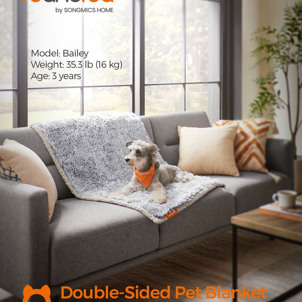 Waterproof Dog Blanket – Sherpa Fleece – Grey Ombré – Double Sided Reversible
