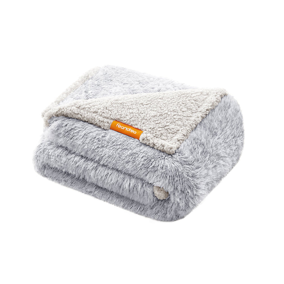 Waterproof Dog Blanket – Sherpa Fleece – Grey Ombré – Reversible Double Sided Sofa Cover