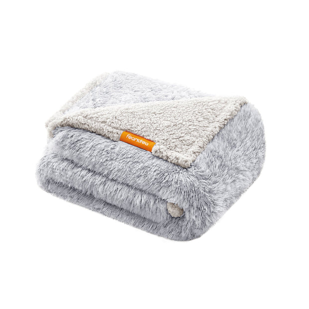 Waterproof Dog Blanket – Sherpa Fleece – Grey Ombré – Reversible Double Sided Sofa Cover