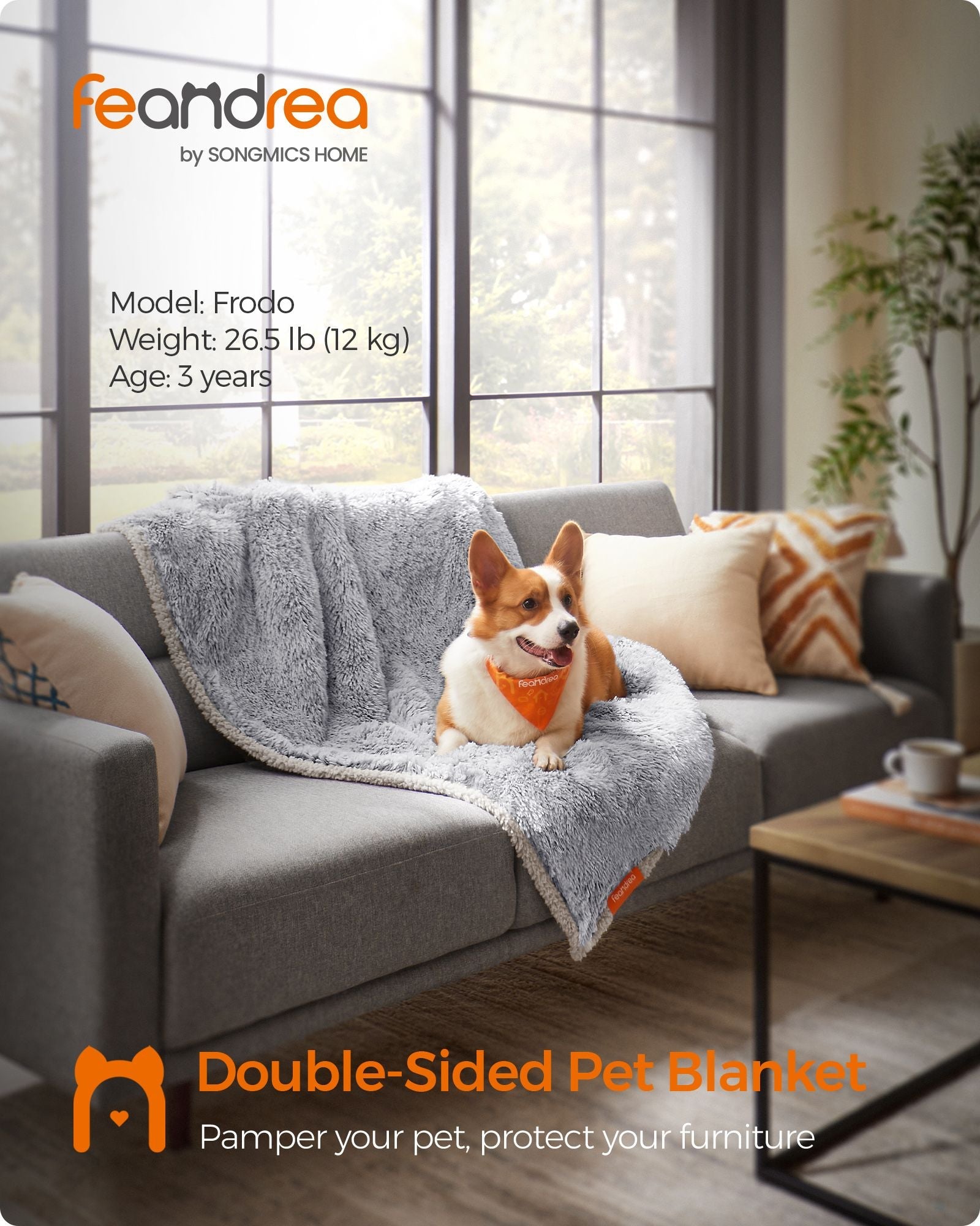 Waterproof Dog Blanket – Sherpa Fleece – Grey Ombré – Reversible Double Sided Sofa Cover