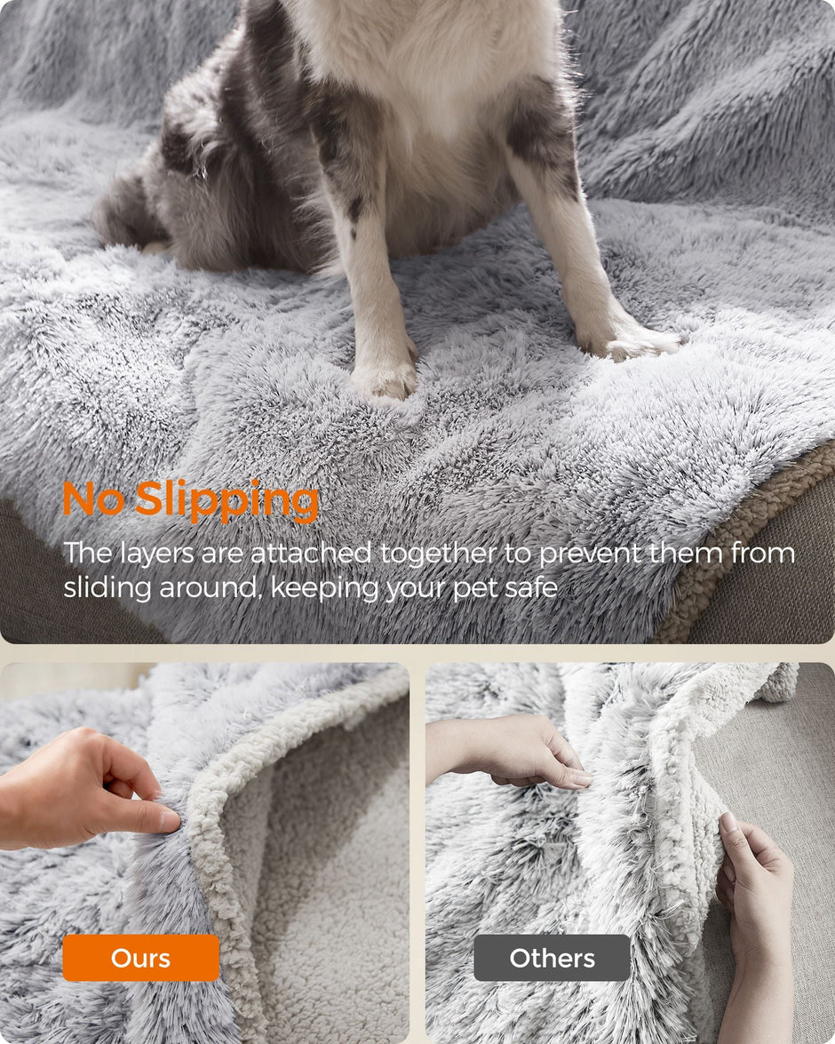 Waterproof Dog Blanket – Sherpa Fleece – Grey Ombré – Reversible Double Sided Sofa Cover