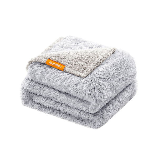 Waterproof Dog Blanket – Sherpa Fleece – Grey Ombré – Extra Large, Double-Sided Reversible