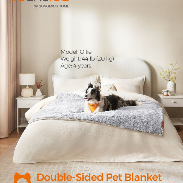Waterproof Dog Blanket – Sherpa Fleece – Grey Ombré – Extra Large, Double-Sided Reversible