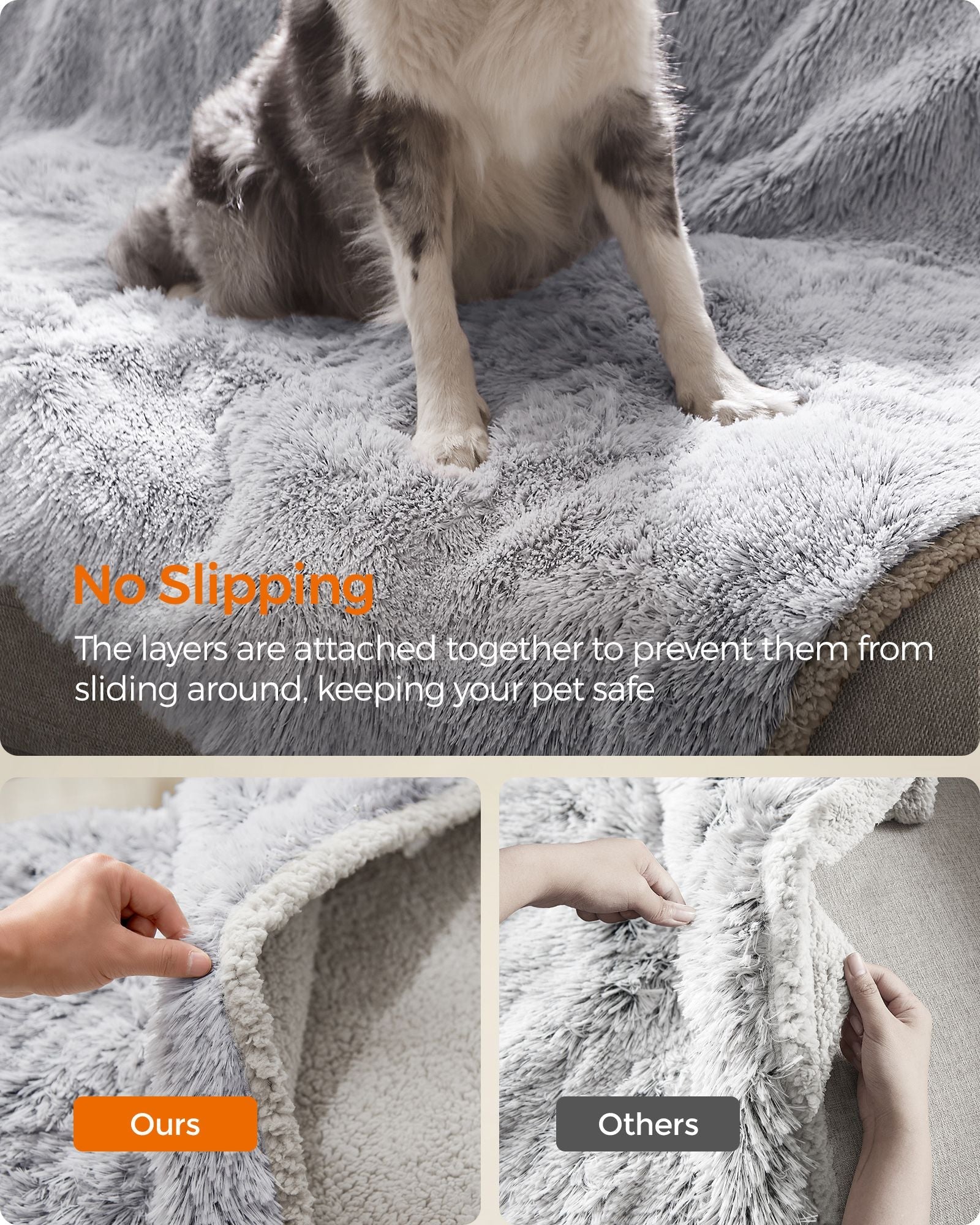 Waterproof Dog Blanket – Sherpa Fleece – Grey Ombré – Extra Large, Double-Sided Reversible