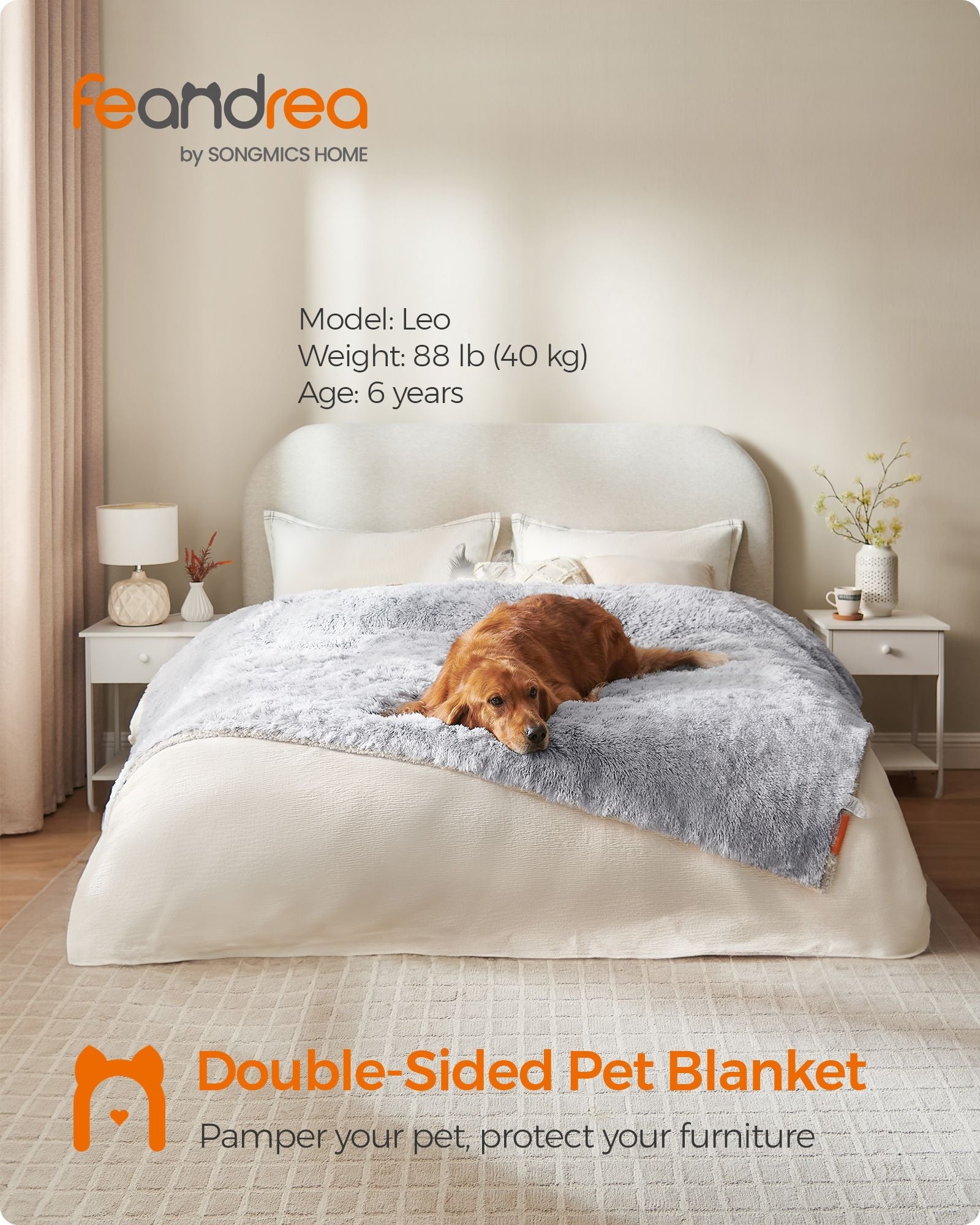 Waterproof Dog Blanket – Sherpa Fleece – Grey Ombré – Reversible XXL
