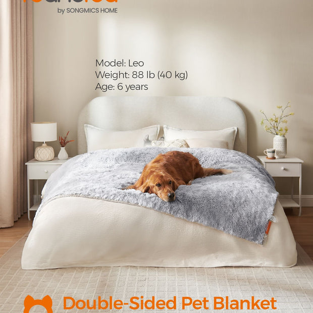 Waterproof Dog Blanket – Sherpa Fleece – Grey Ombré – Reversible XXL