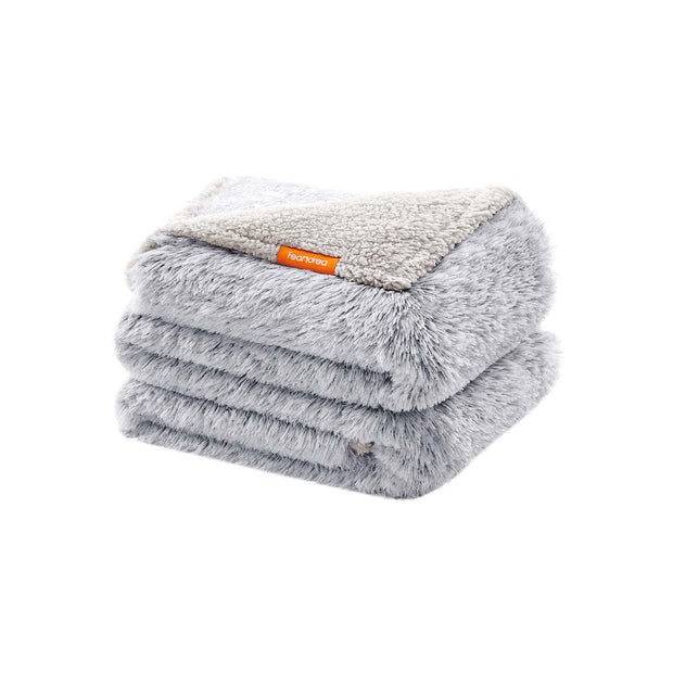 Waterproof Dog Blanket – Sherpa Fleece – Grey Ombré – Reversible Double-Sided Design, XXXL
