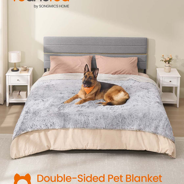 Waterproof Dog Blanket – Sherpa Fleece – Grey Ombré – Reversible Double-Sided Design, XXXL