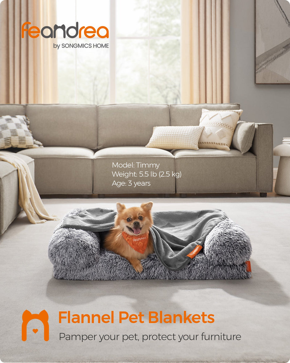 Pack of 3 Flannel Pet Blankets – Flannel – Slate Grey – Washable, 73 x 63 cm