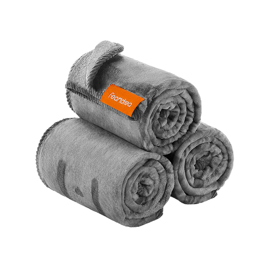 Pack of 3 Pet Blankets – Flannel – Slate Grey – Washable, 102 x 73 cm