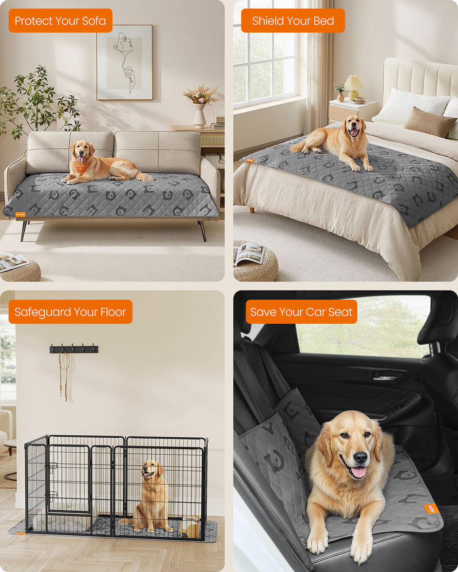 Waterproof Dog Blanket – Quilted Fabric – Dove Grey – Non-Slip Design for Large Dogs 178 x 76 cm