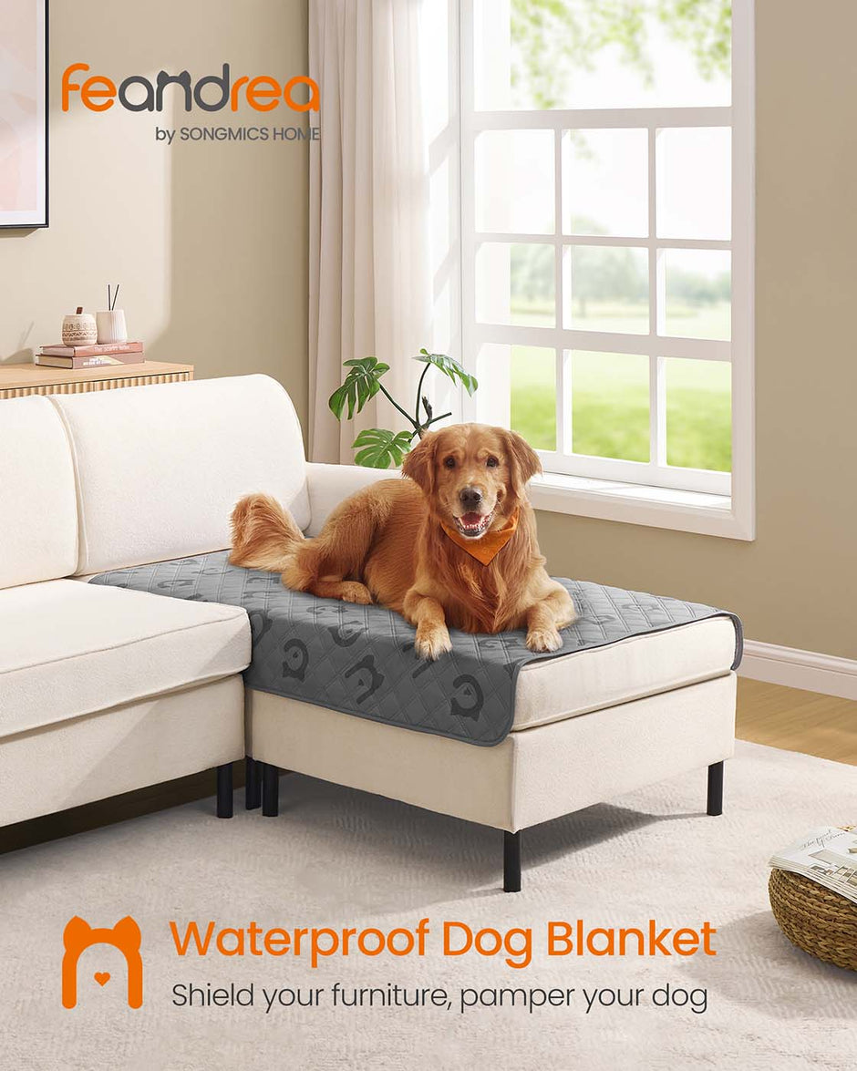 Dog Blanket – Waterproof – Dove Grey – Quilted Design, Non-Slip Bottom, Machine Washable