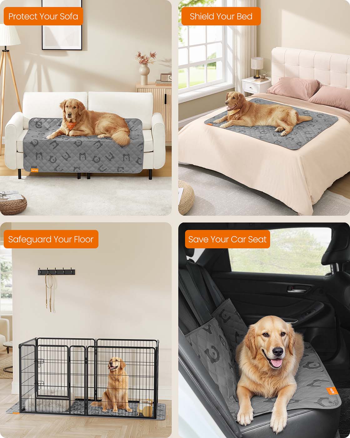 Dog Blanket – Waterproof – Dove Grey – Quilted Design, Non-Slip Bottom, Machine Washable