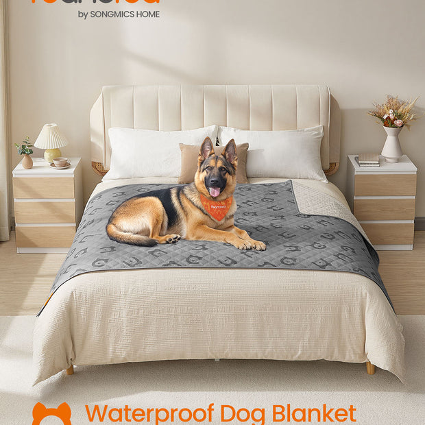 Waterproof Dog Blanket – Fabric – Dove Grey – Large Size with Non-Slip Bottom and Quilted Design